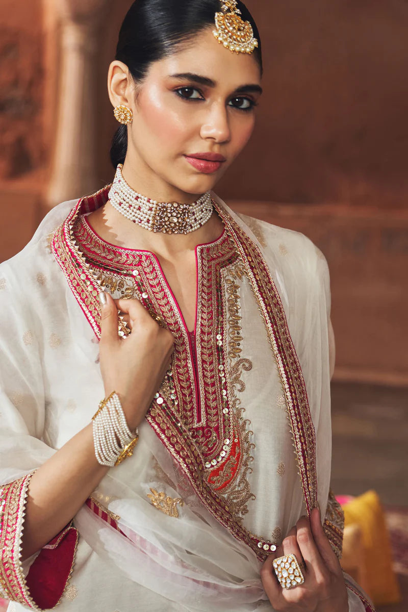 Mehwish - Daisy Ivory Short Kurta with Salwar and Dupatta