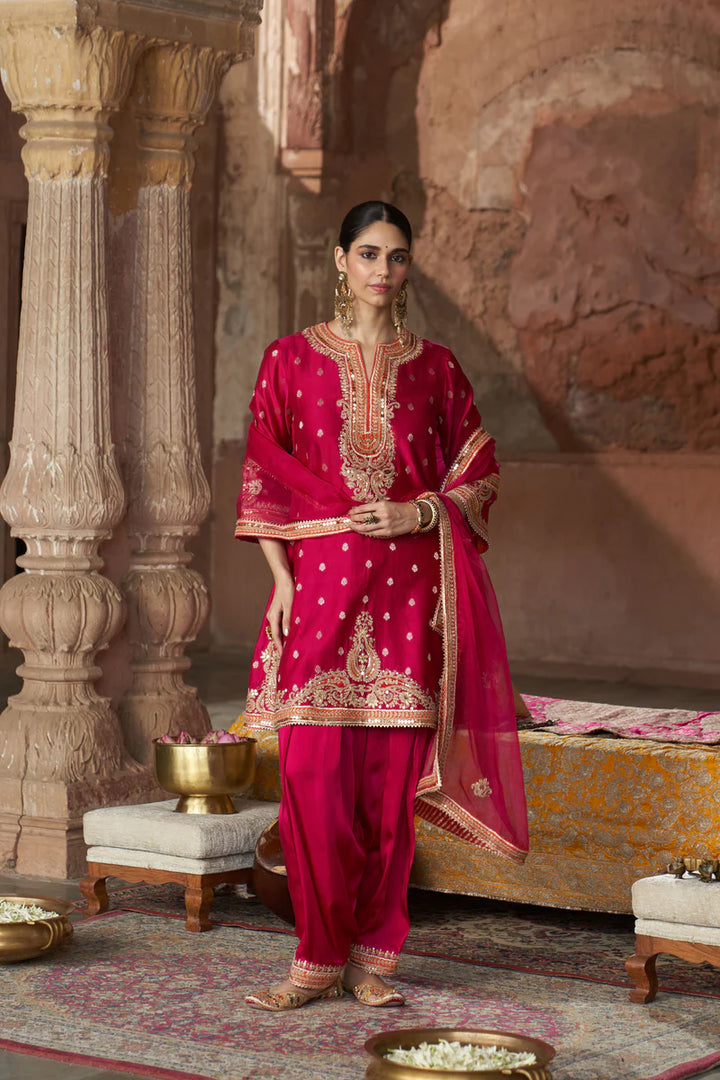 Mehwish - Hotpink Short Kurta with Salwar and Dupatta