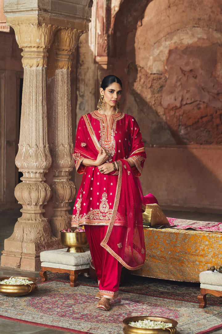 Mehwish - Hotpink Short Kurta with Salwar and Dupatta