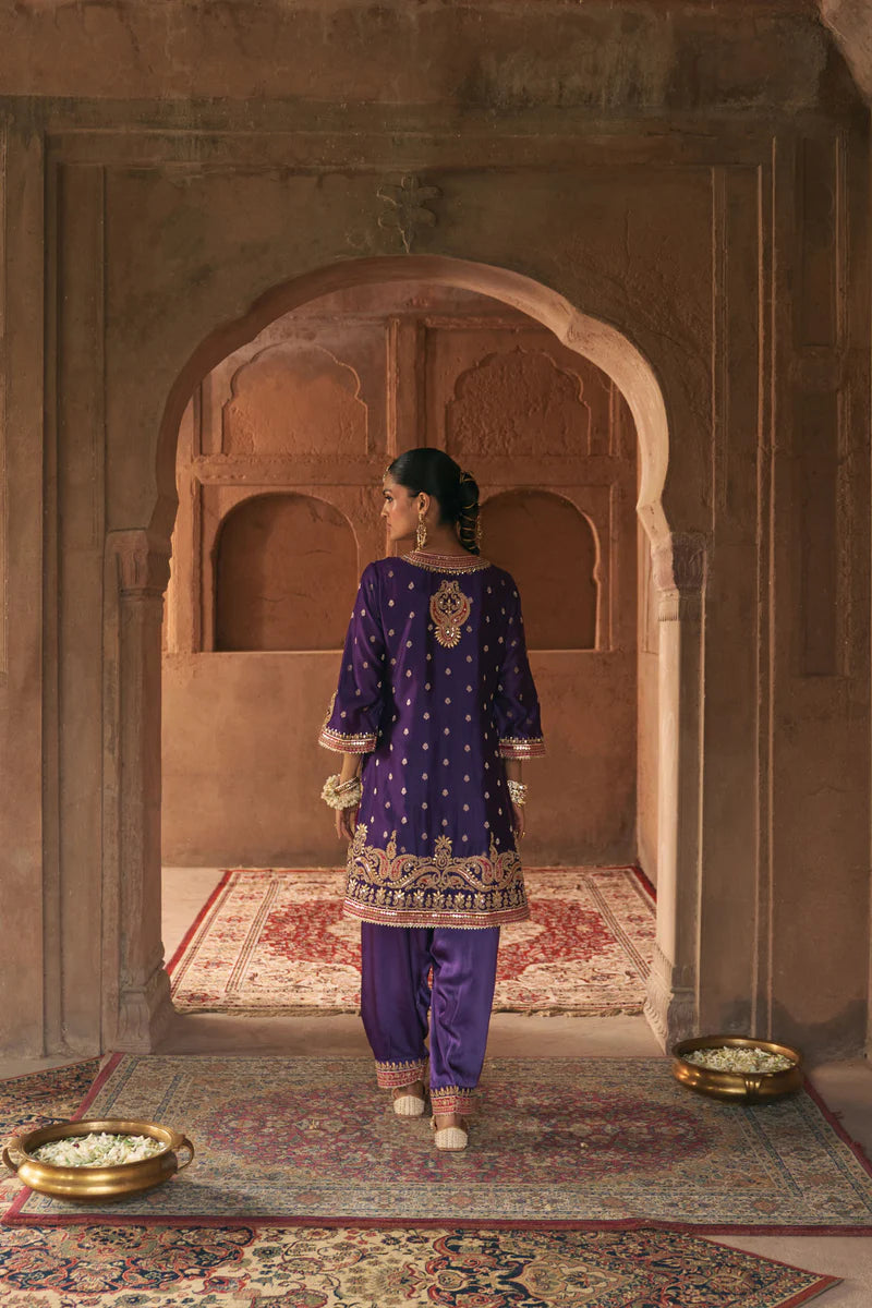 Farhana - Deep Purple Short Kurta with Salwar and Dupatta