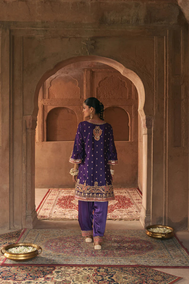 Farhana - Deep Purple Short Kurta with Salwar and Dupatta