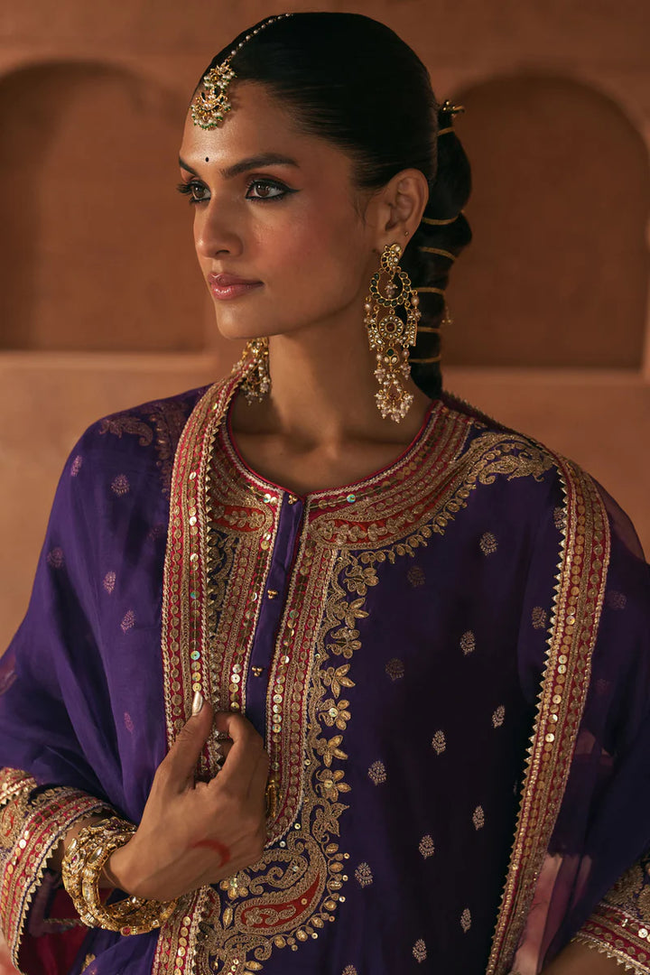 Farhana - Deep Purple Short Kurta with Salwar and Dupatta