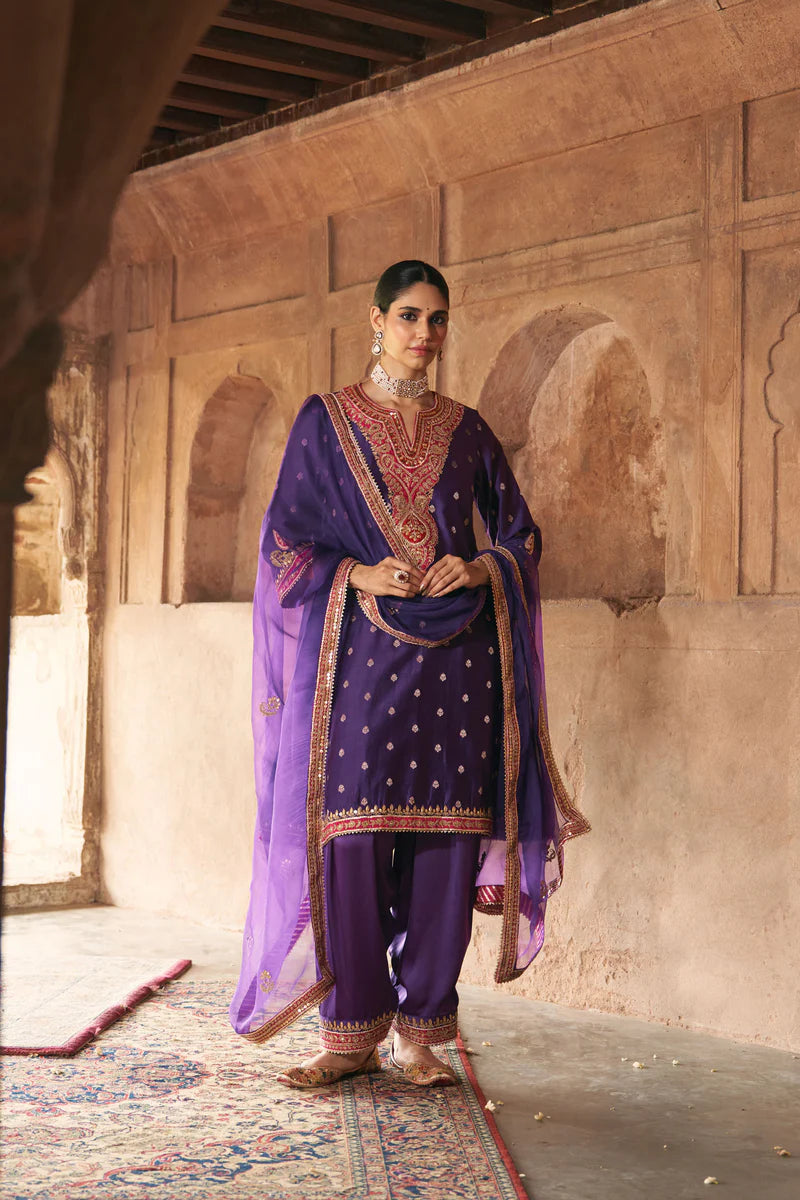 Hafsa - Deep Purple Chauga with Salwar