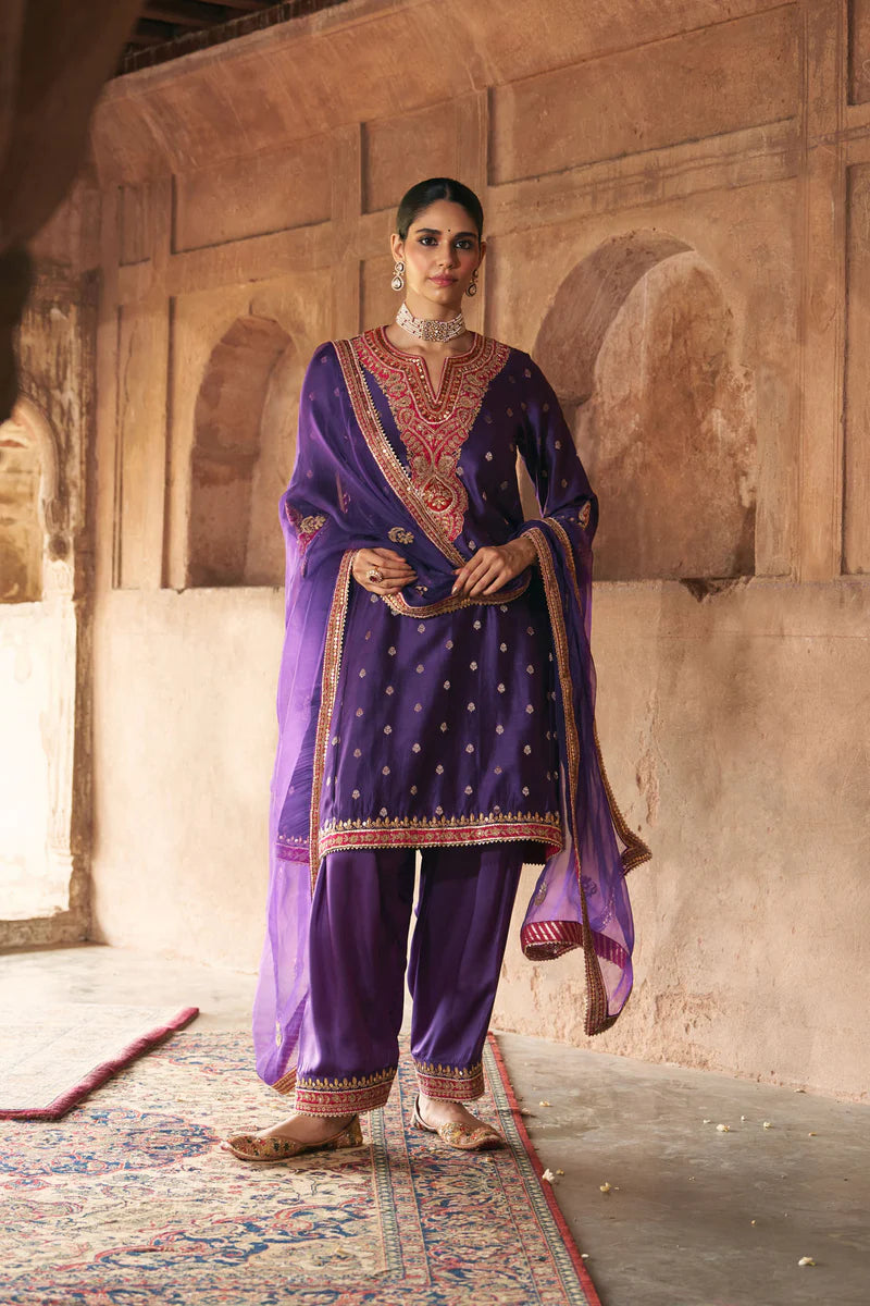 Hafsa - Deep Purple Chauga with Salwar