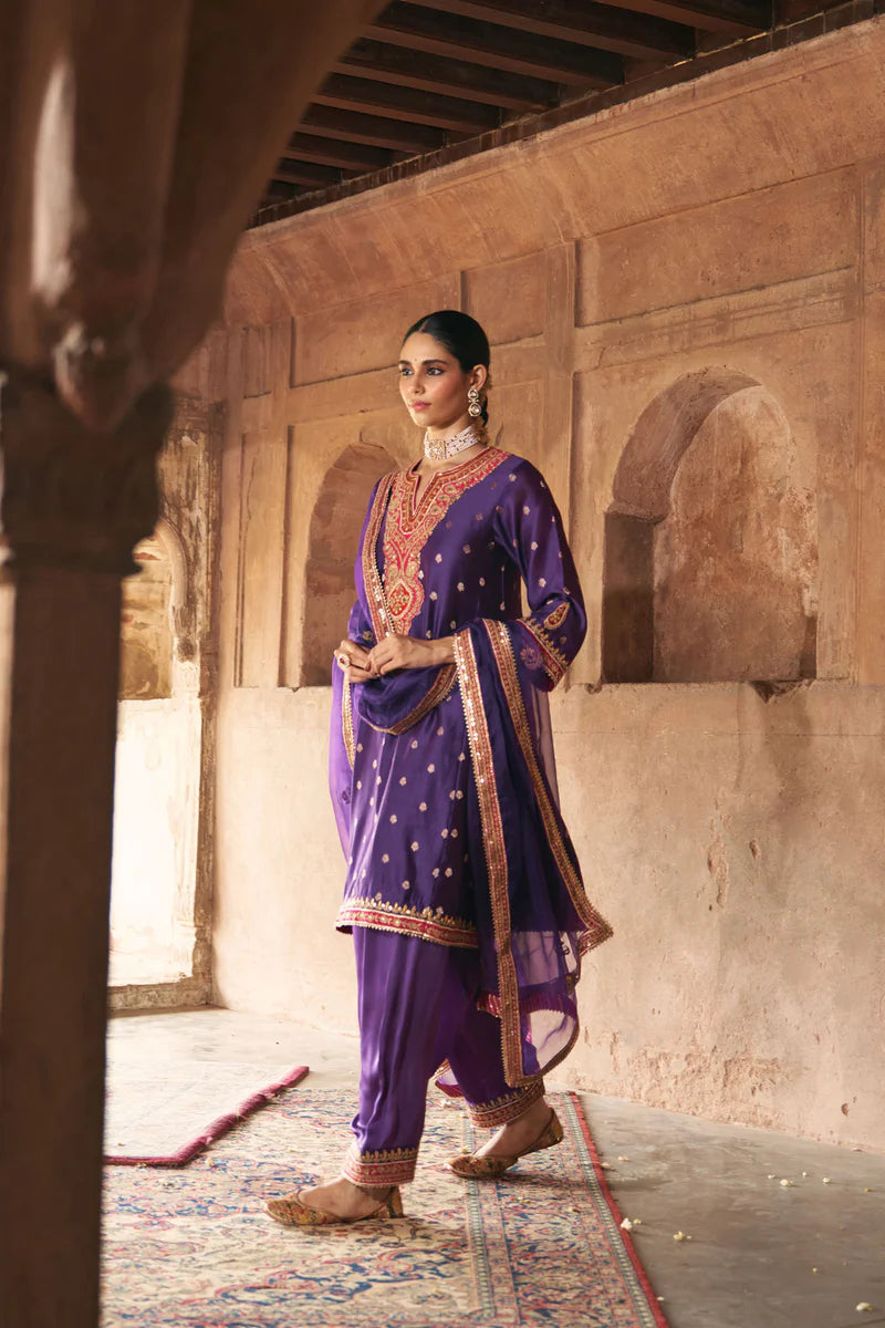 Hafsa - Deep Purple Chauga with Salwar