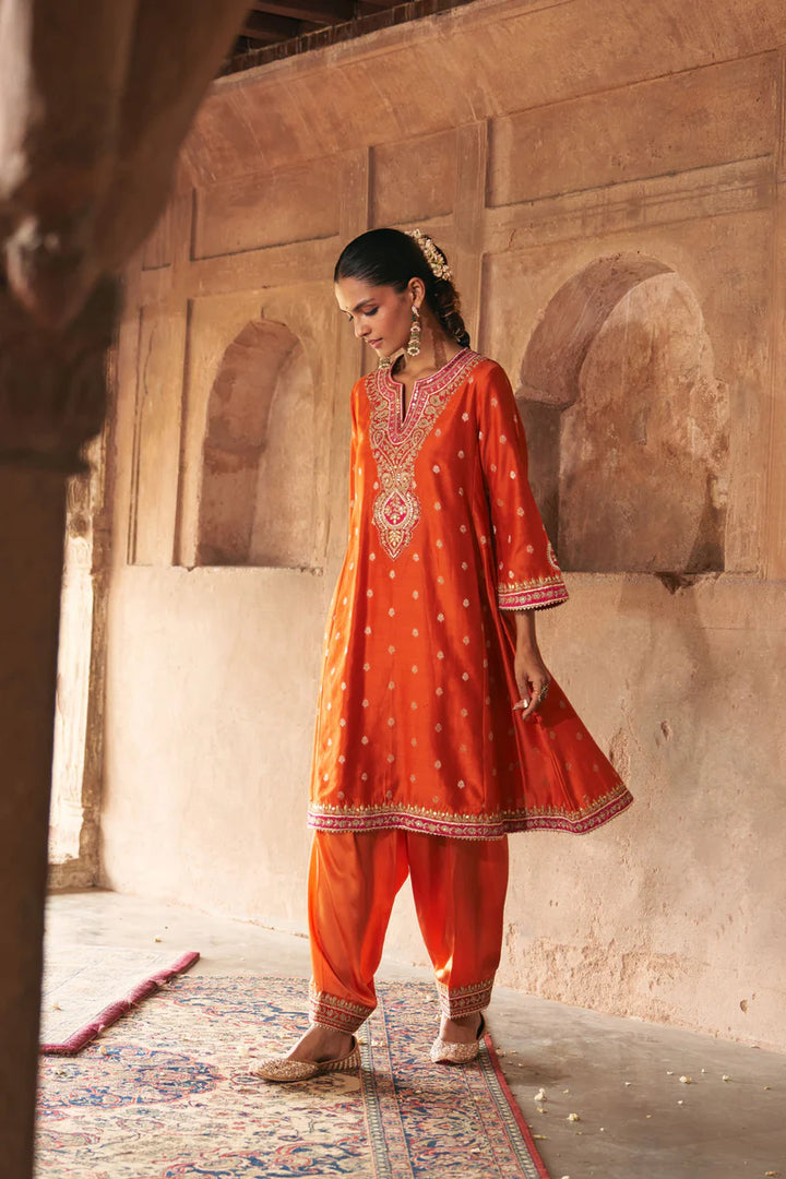 Hafsa - Burnt Orange Chauga with Salwar