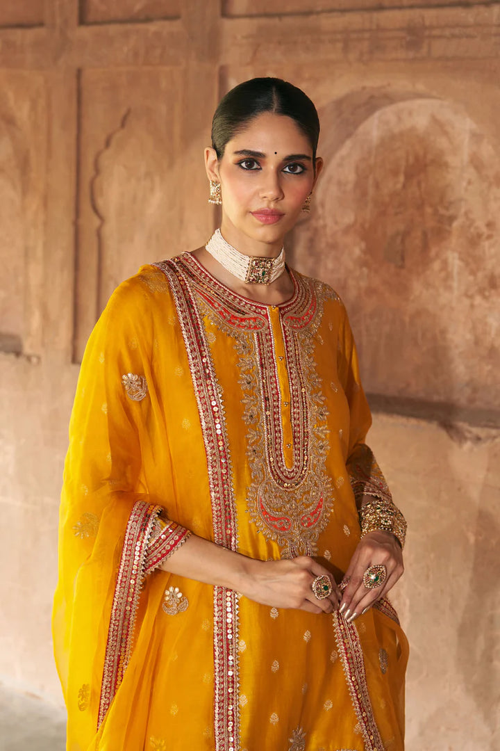 Farhana - Mustard Short Kurta with Salwar and Dupatta