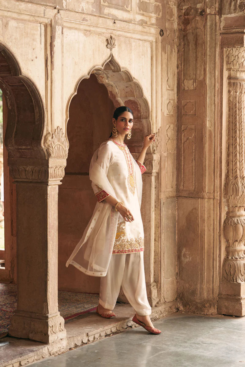 Anila - Daisy Ivory Short Kurta with Salwar