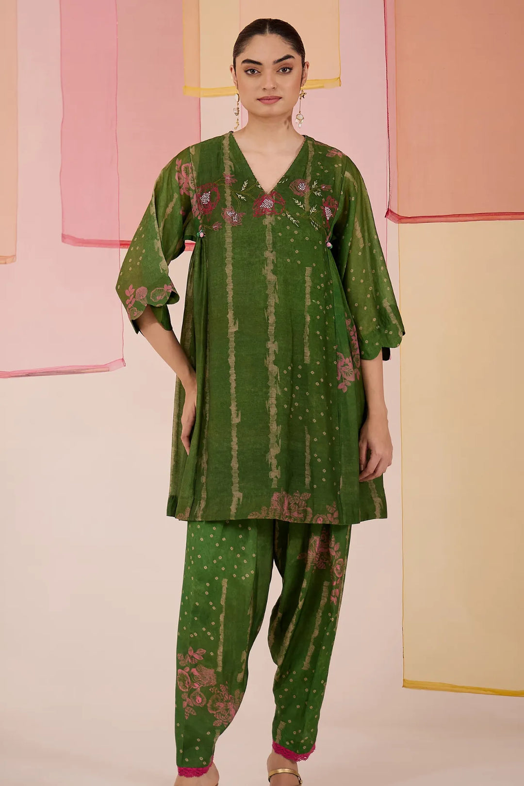 Green Side Gather Co-ord Set