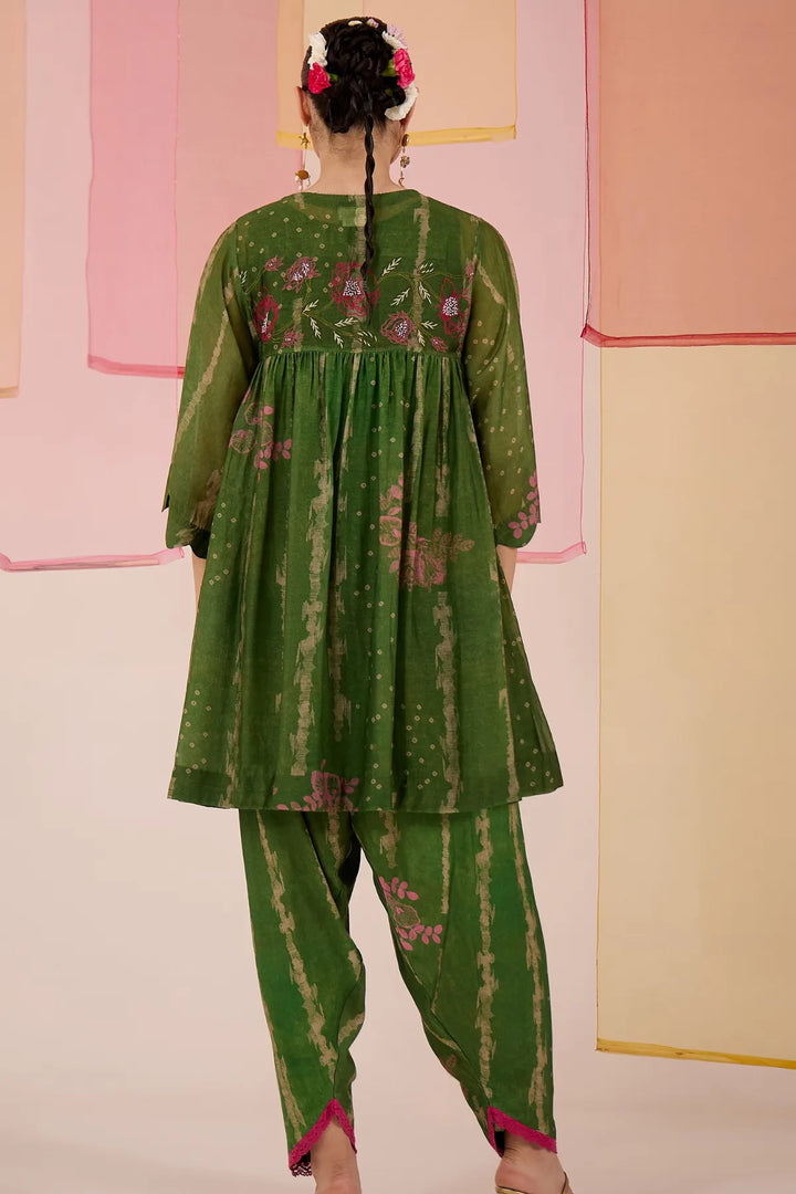 Green Side Gather Co-ord Set