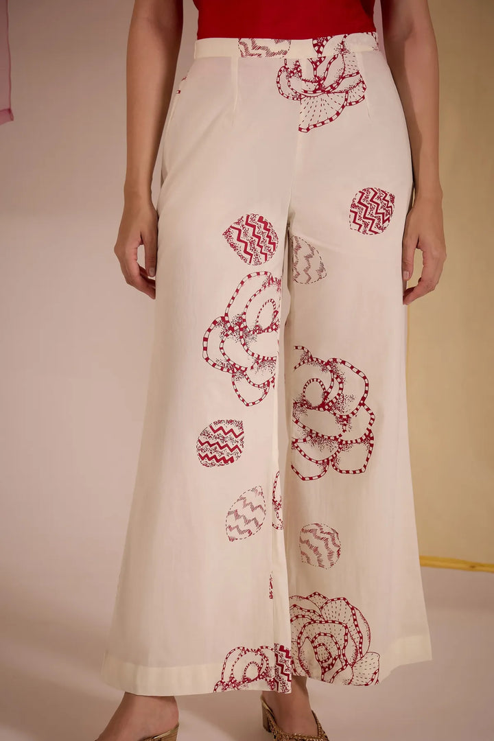 Red Cotton Silk Cape Set