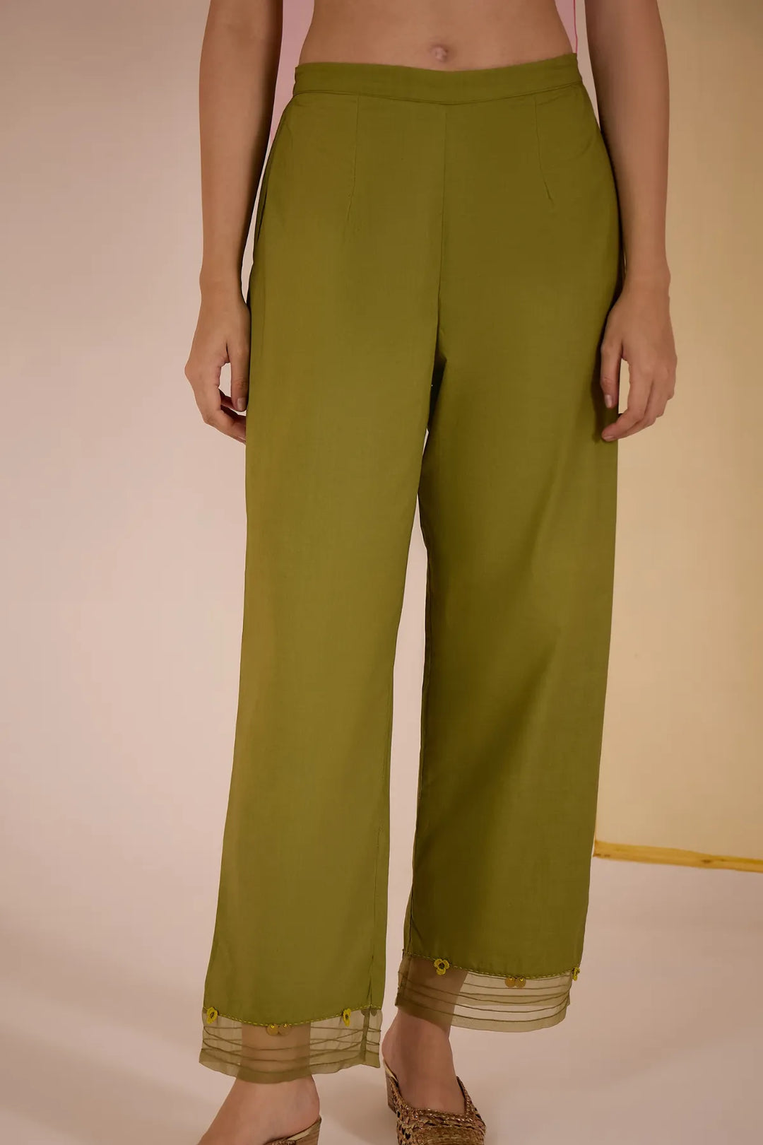 Olive Cotton Silk Pintuck Kurta Set