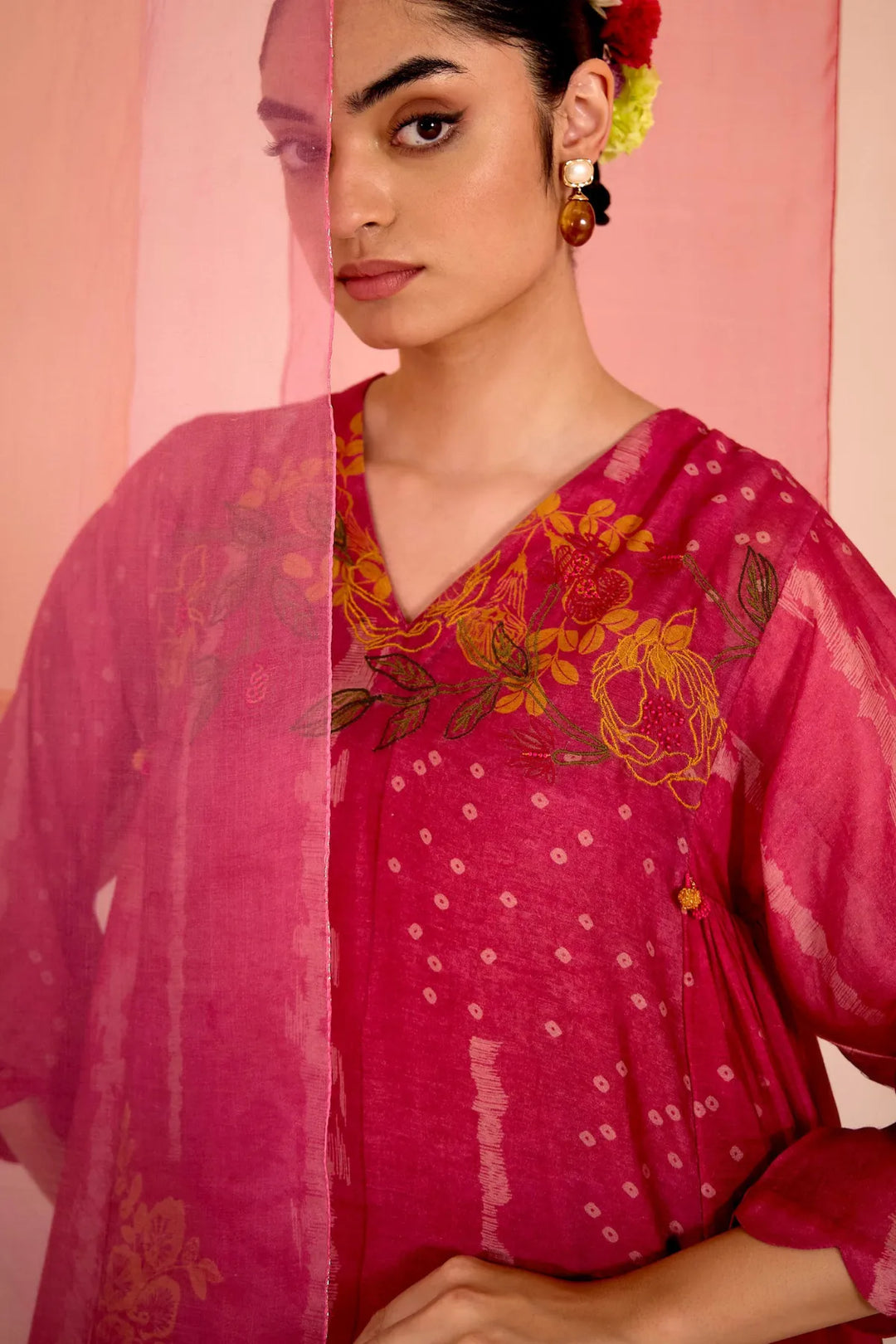 Blush Cotton Silk Side Gather Kurta with Tulip Salwar
