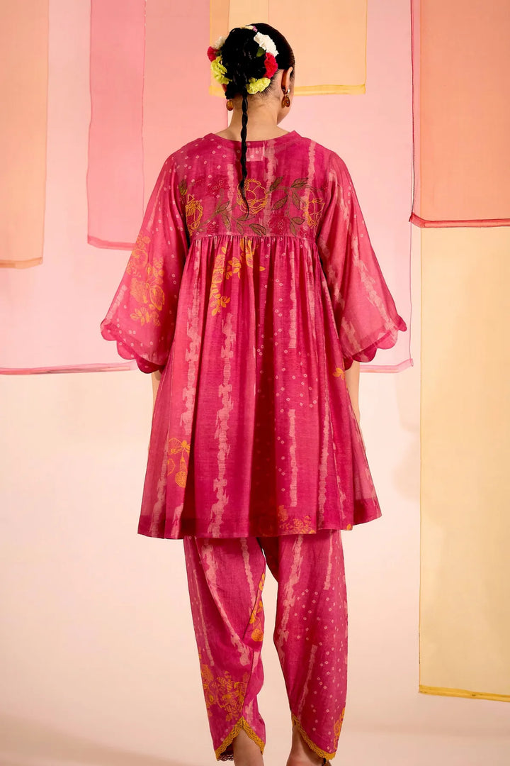 Blush Cotton Silk Side Gather Kurta with Tulip Salwar