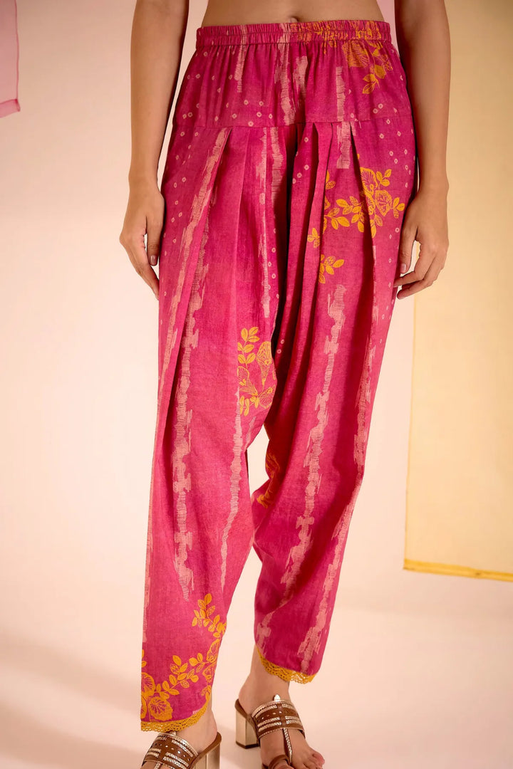 Blush Cotton Silk Side Gather Kurta with Tulip Salwar