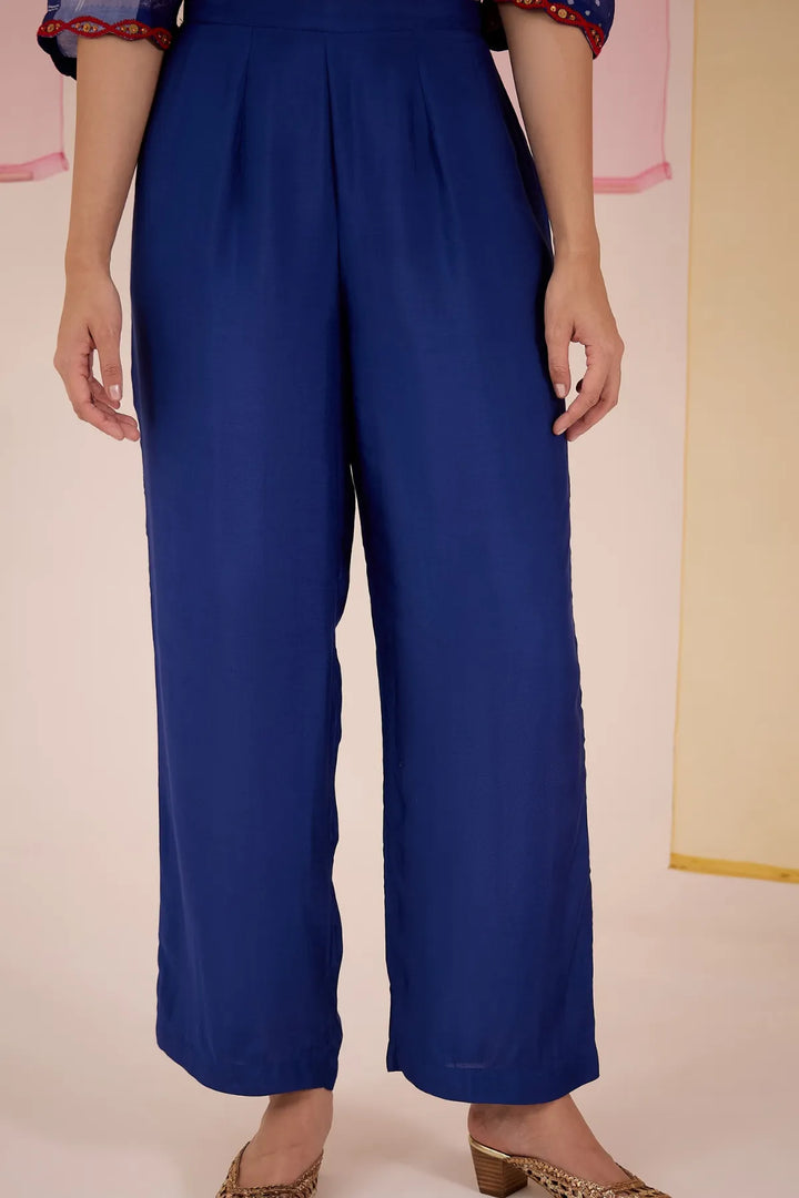 Blue Festive Cotton Silk Kurta Set