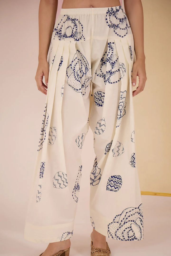 Blue Festive Cotton Silk Kurta with Farshi Salwar