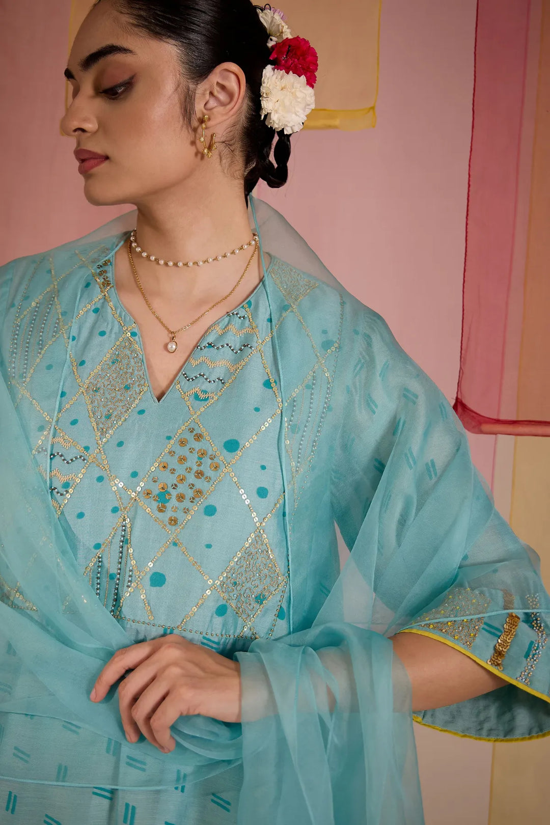 Turq Cotton Silk Big Yok Kurta Set