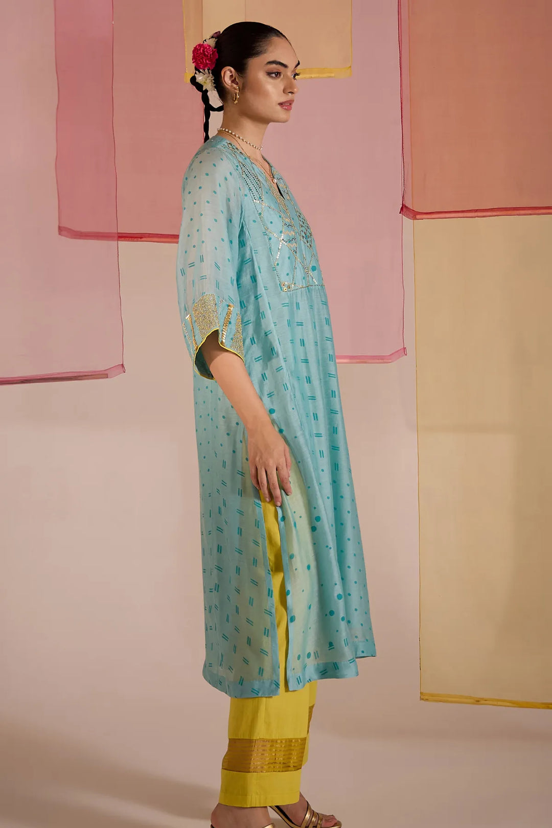 Turq Cotton Silk Big Yok Kurta Set