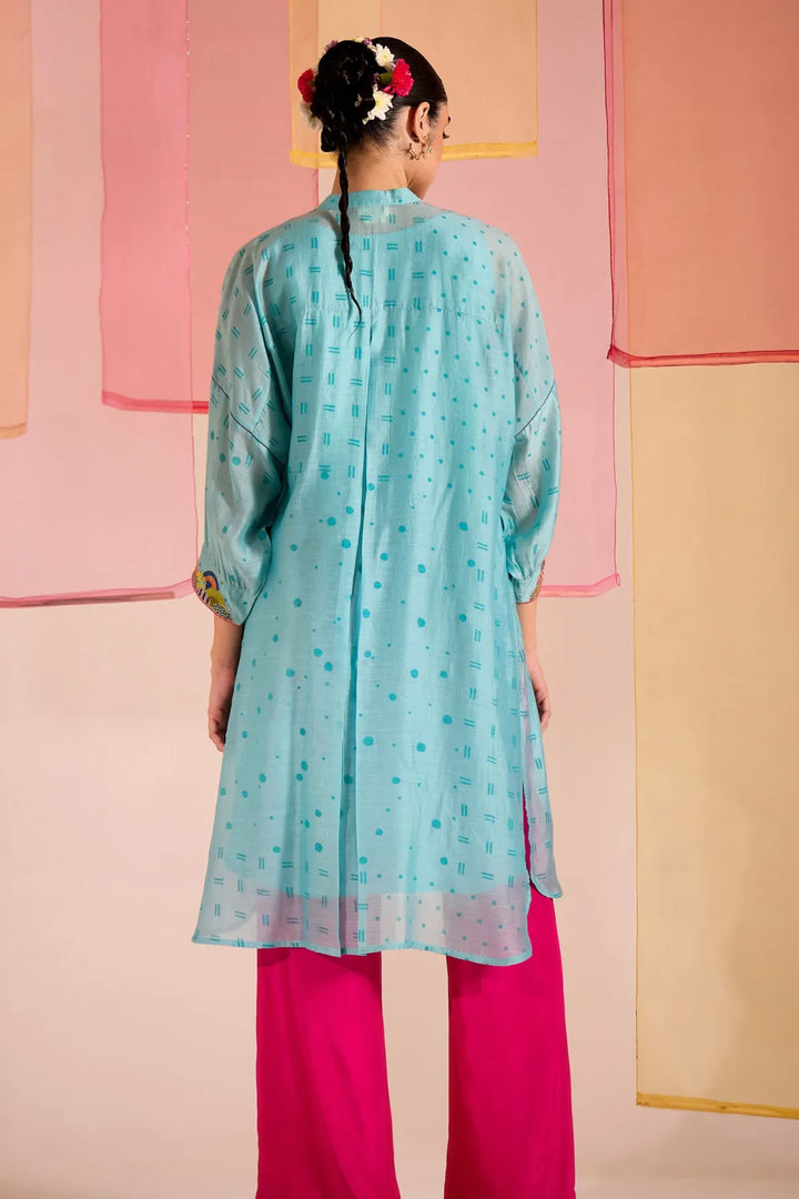 Turq Cotton Silk Multicolour Yok Kimono Set
