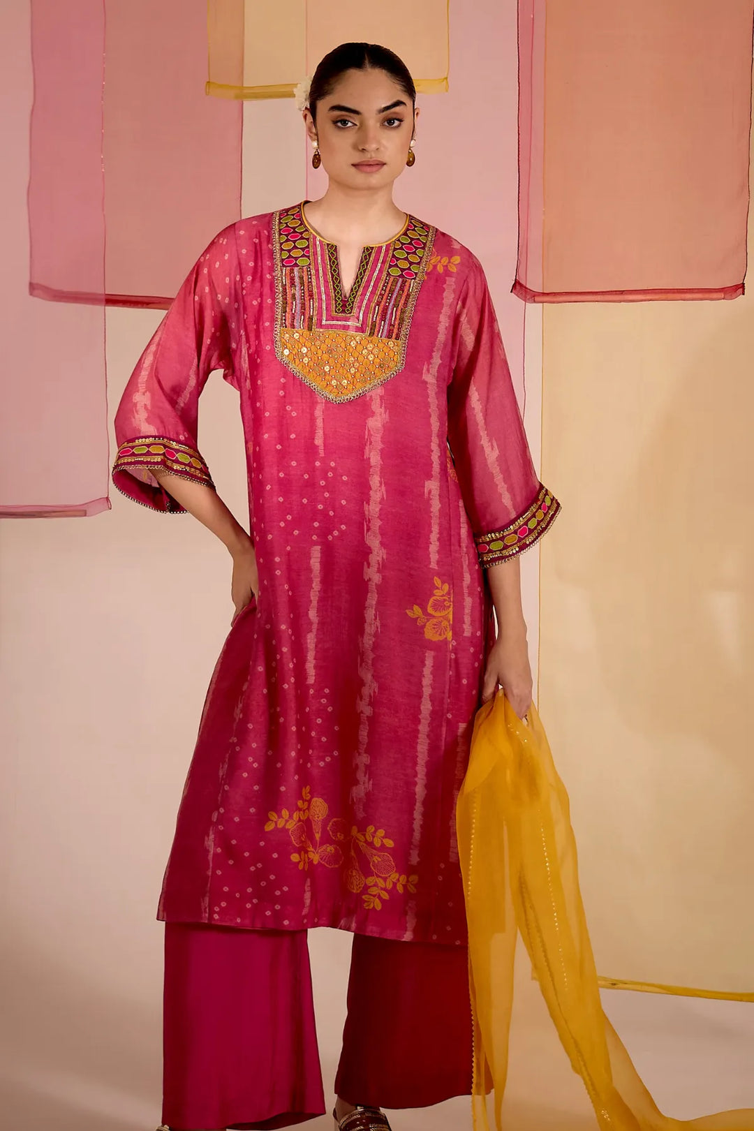 Blush Cotton Silk Embroidered Yok Kurta Set