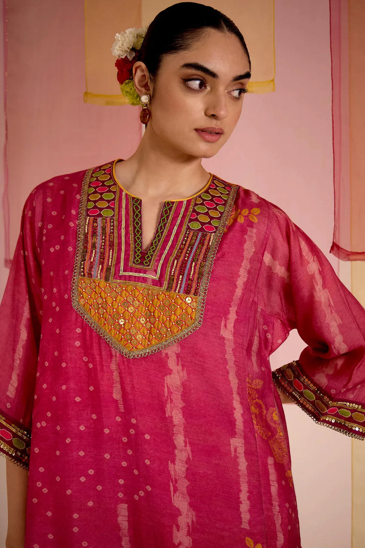 Blush Cotton Silk Embroidered Yok Kurta Set