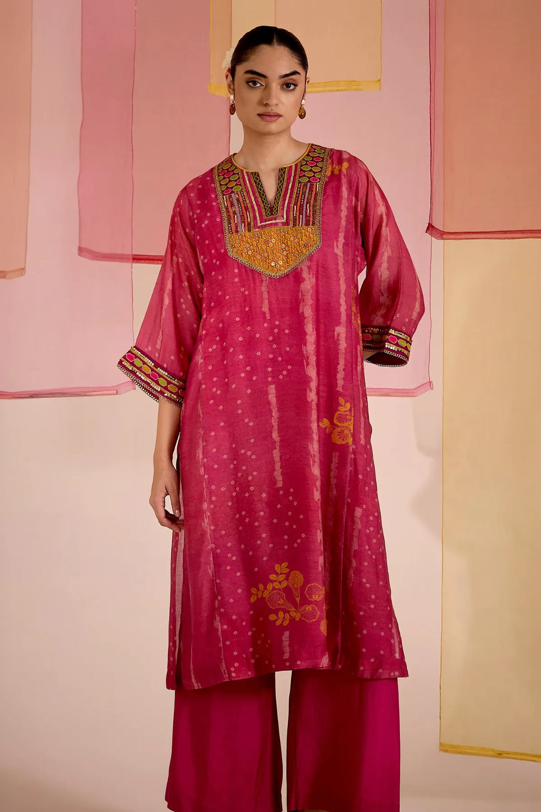 Blush Cotton Silk Embroidered Yok Kurta Set