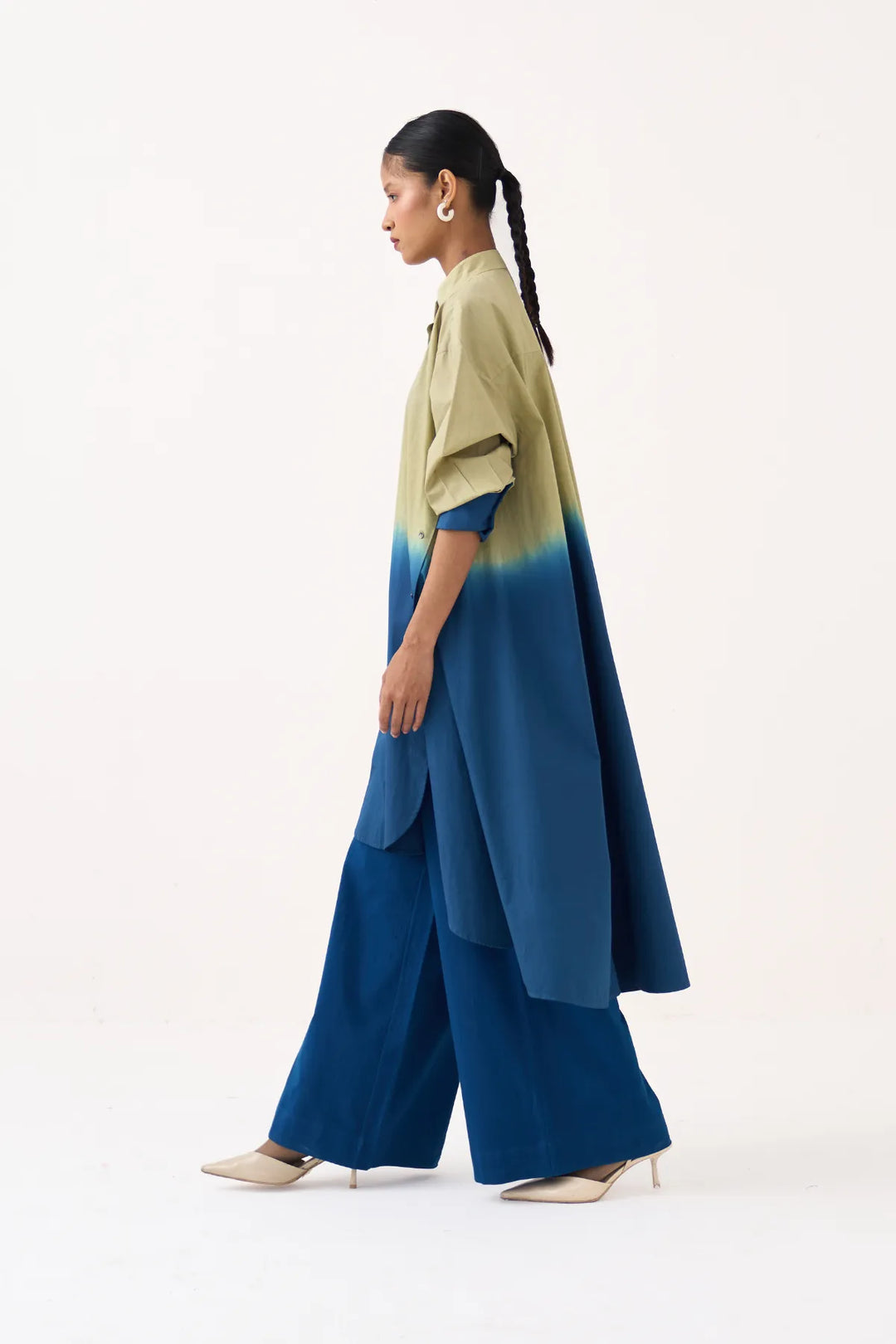 Dip-Dye Side Button Tunic Co-ord