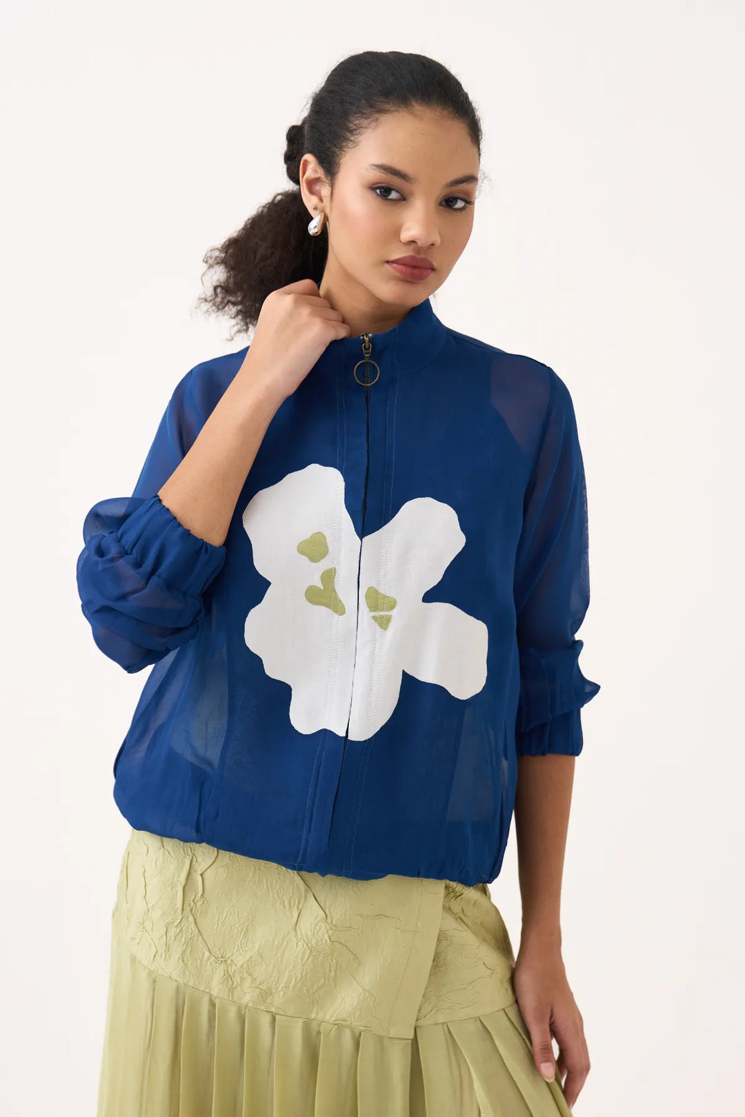 High Neck Floral Applique Bomber Co-ord
