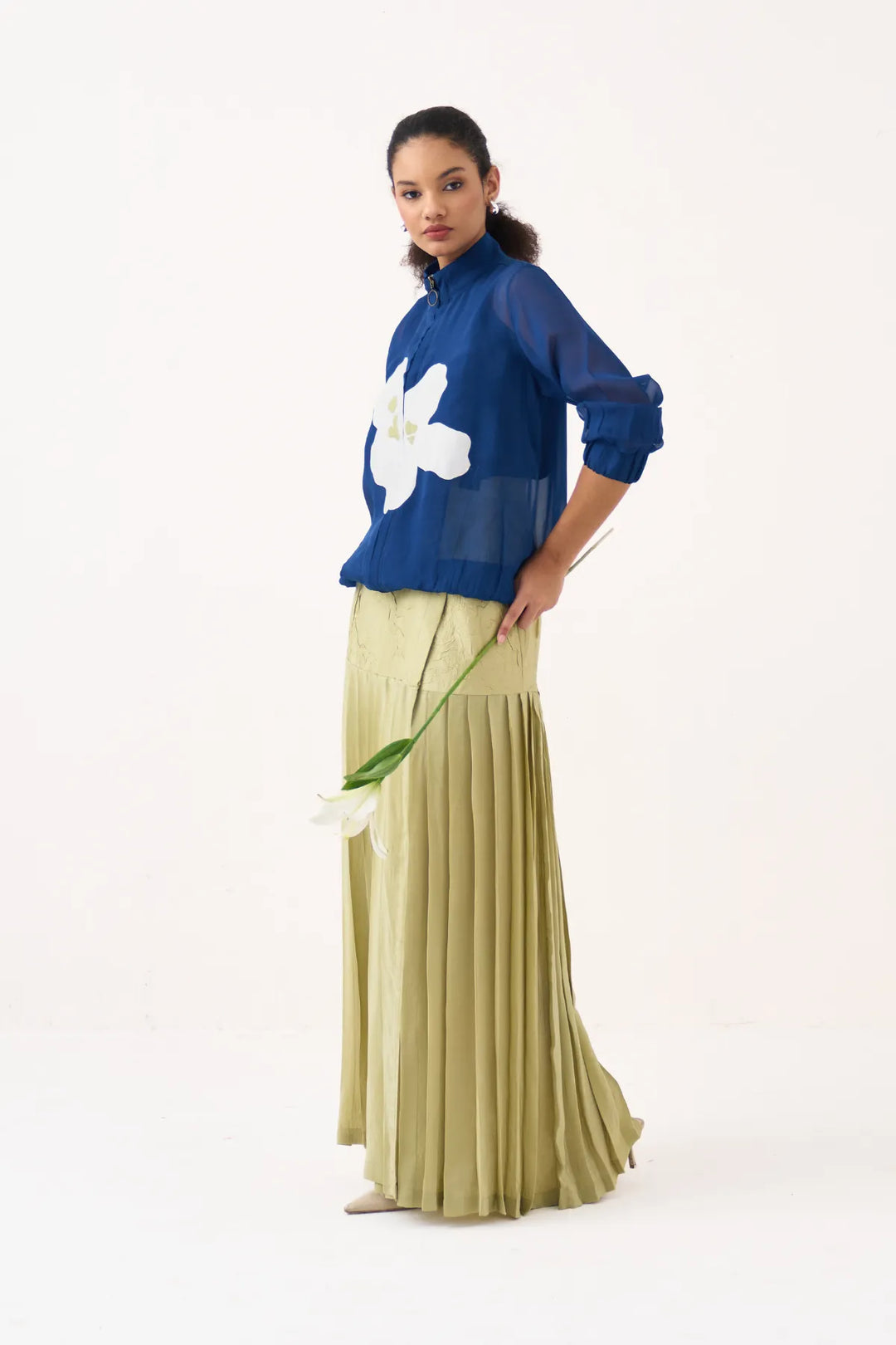 High Neck Floral Applique Bomber Co-ord