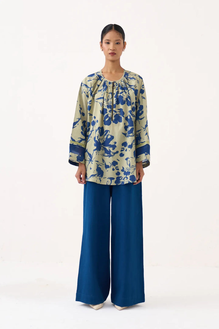 Wide Sleeve Gather Neck Top Co-ord