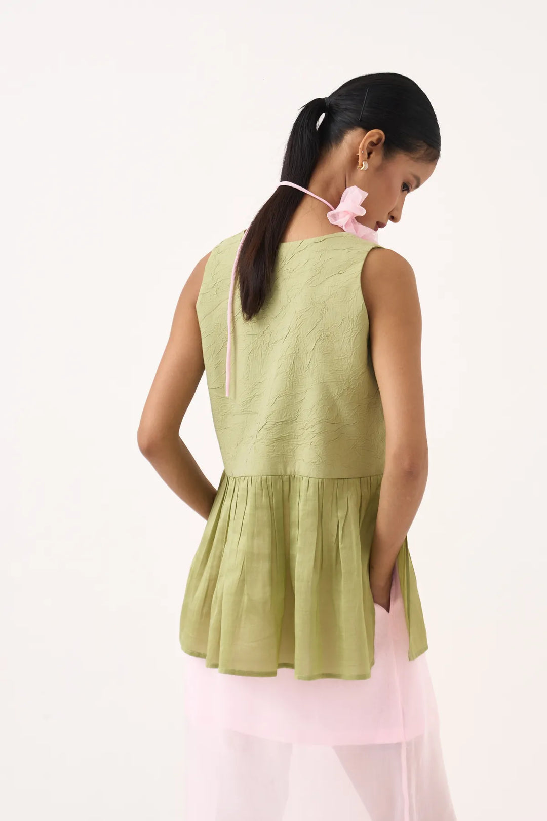 Sleeveless Yoke Gather Top Co-Ord