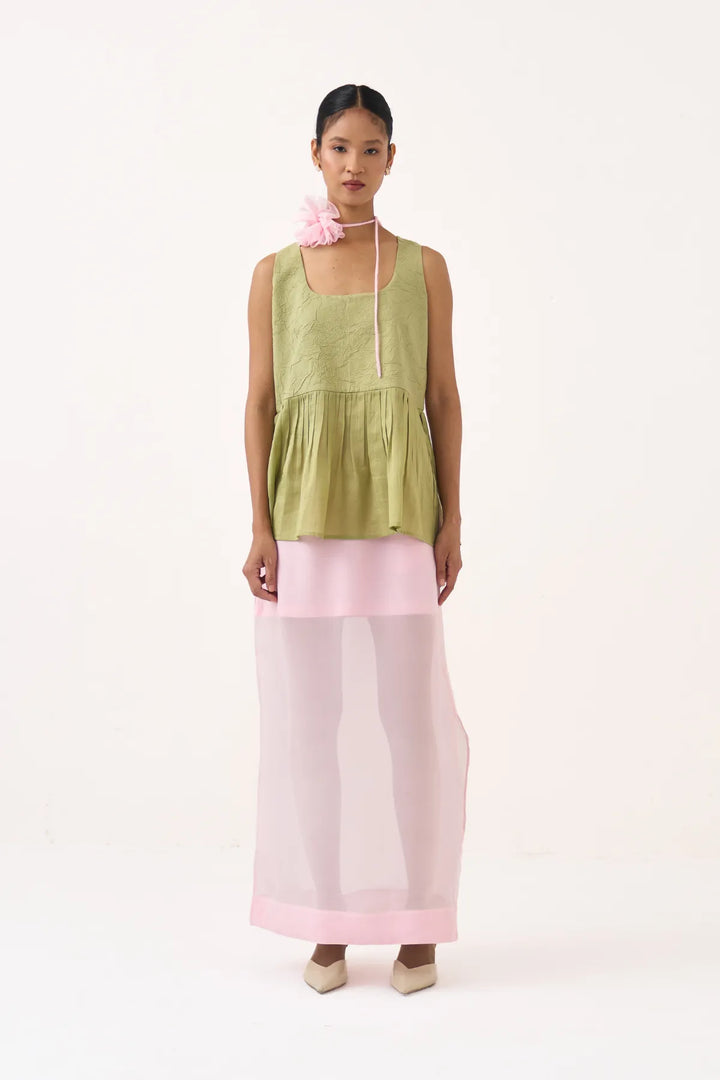 Sleeveless Yoke Gather Top Co-Ord