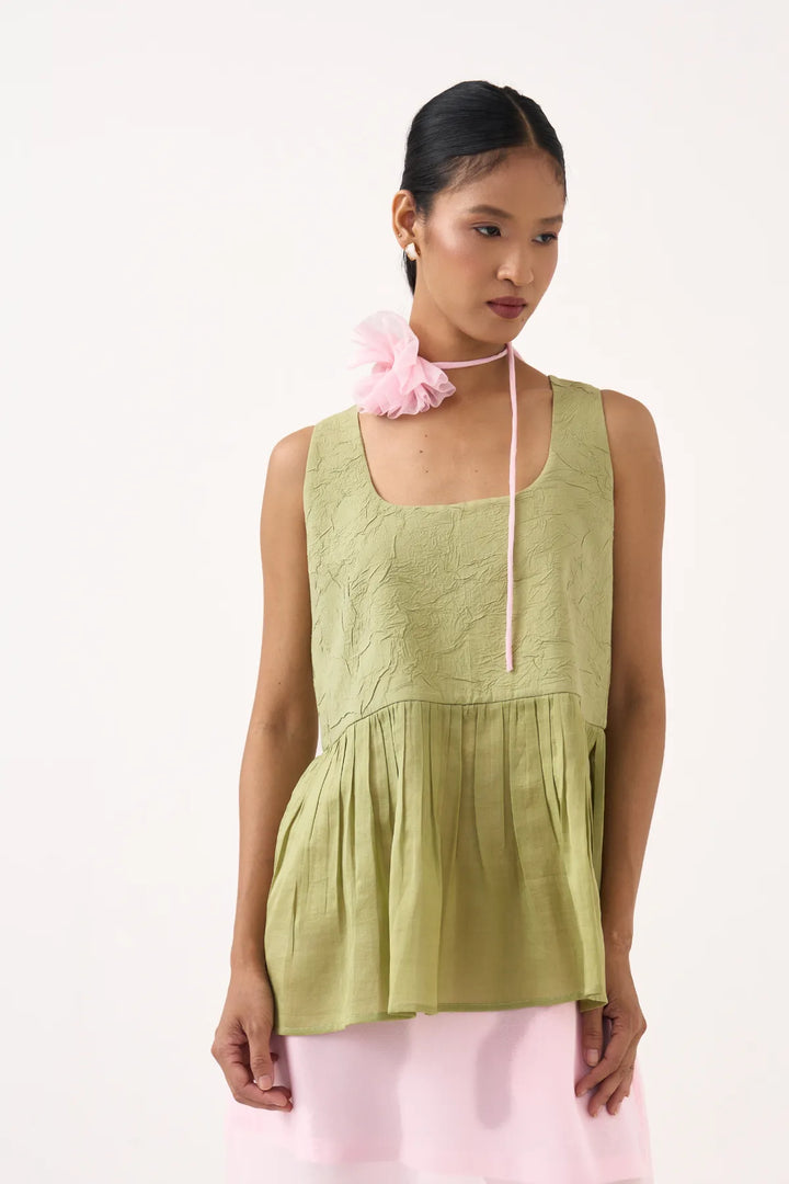 Sleeveless Yoke Gather Top Co-Ord