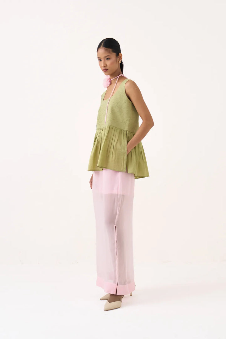 Sleeveless Yoke Gather Top Co-Ord