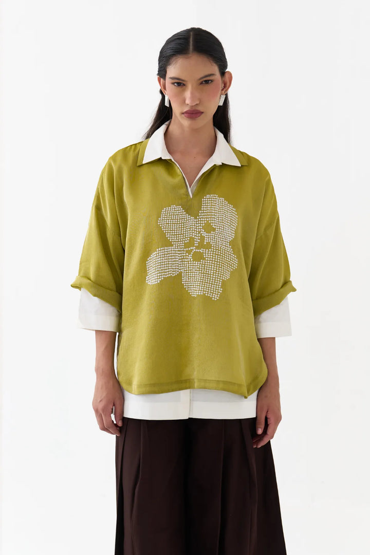 Emb. V Neck Top Co-ord (Set Of 3)