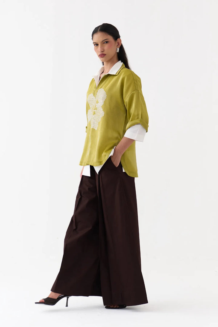 Emb. V Neck Top Co-ord (Set Of 3)