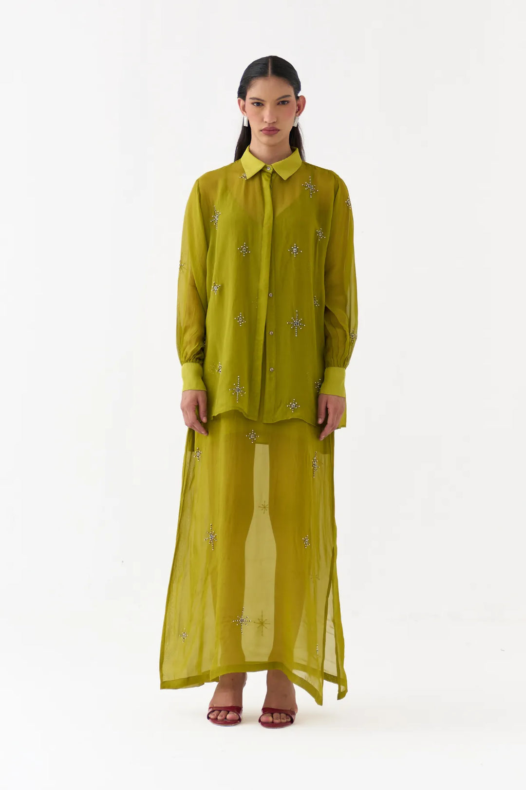 Hand Emb. Detail Shirt Co-ord (Set Of 2)