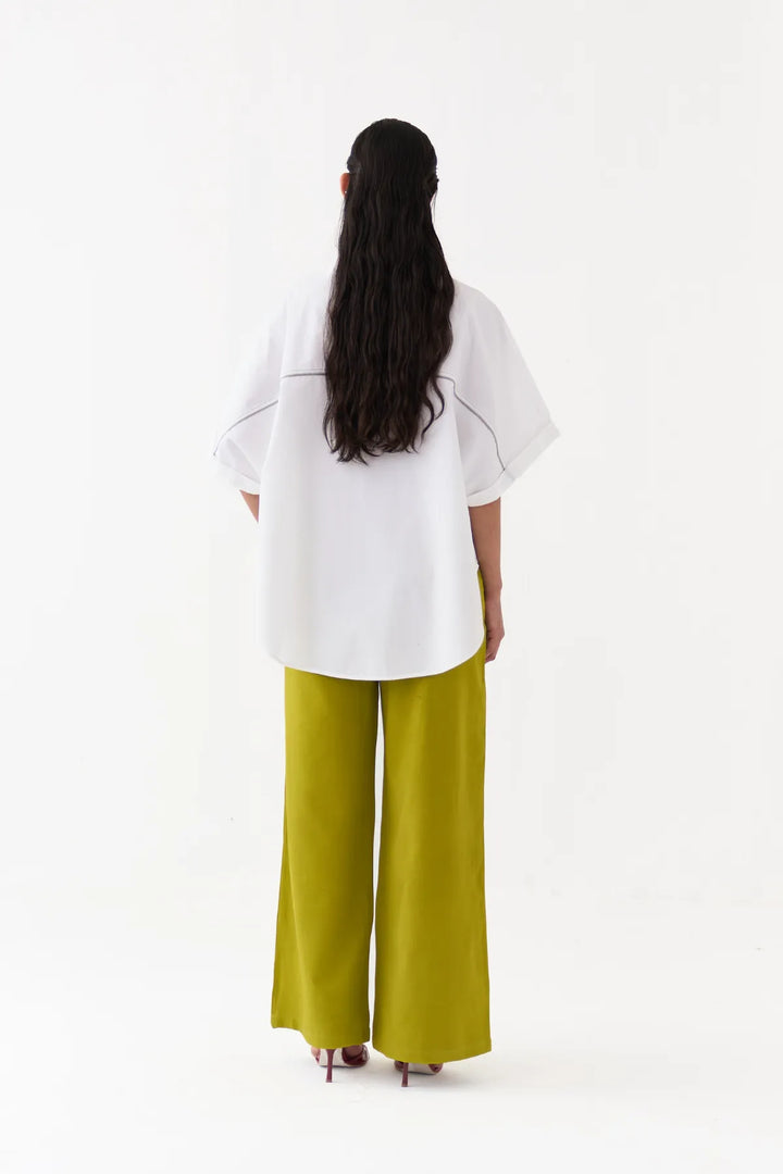 Hand Emb. Detail U-Hem Shirt Co-ord