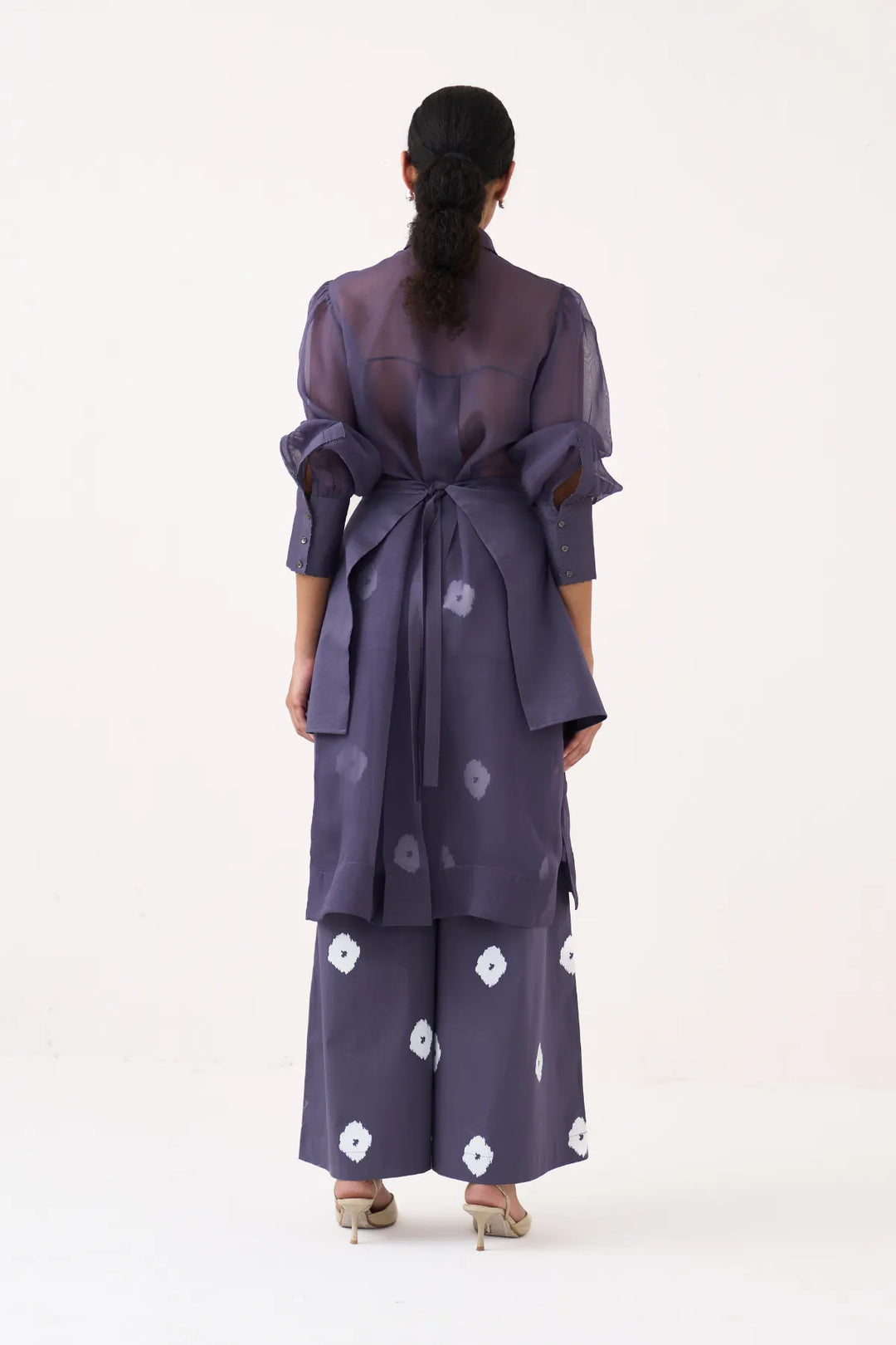 Beaded Collar Sheer Shirt Co-ord