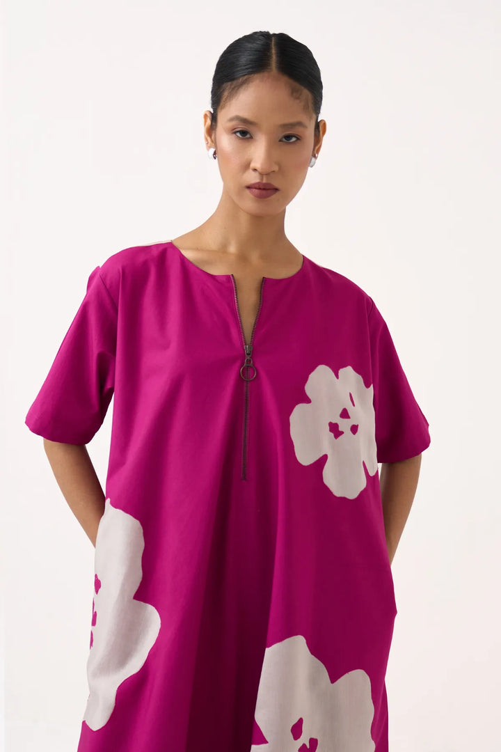 Floral Applique Wide Hem Dress