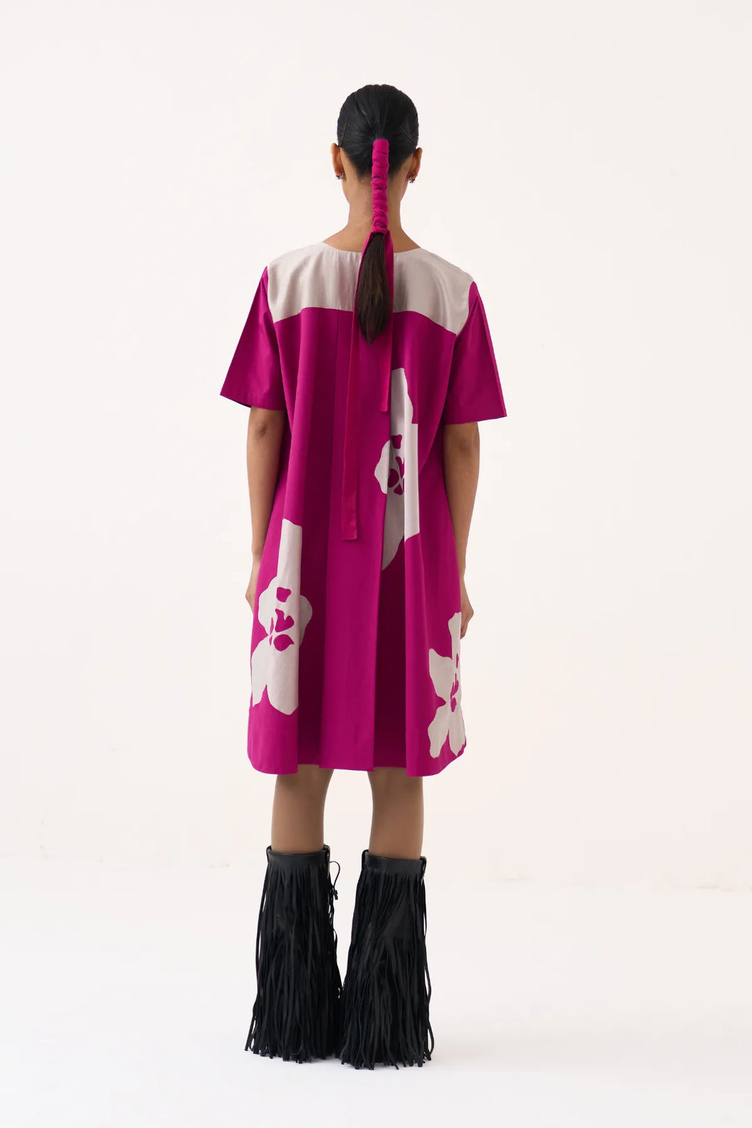 Floral Applique Wide Hem Dress