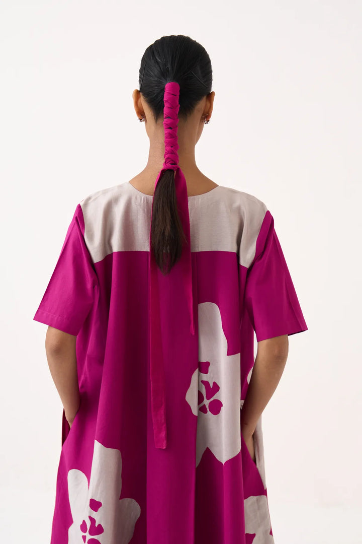 Floral Applique Wide Hem Dress