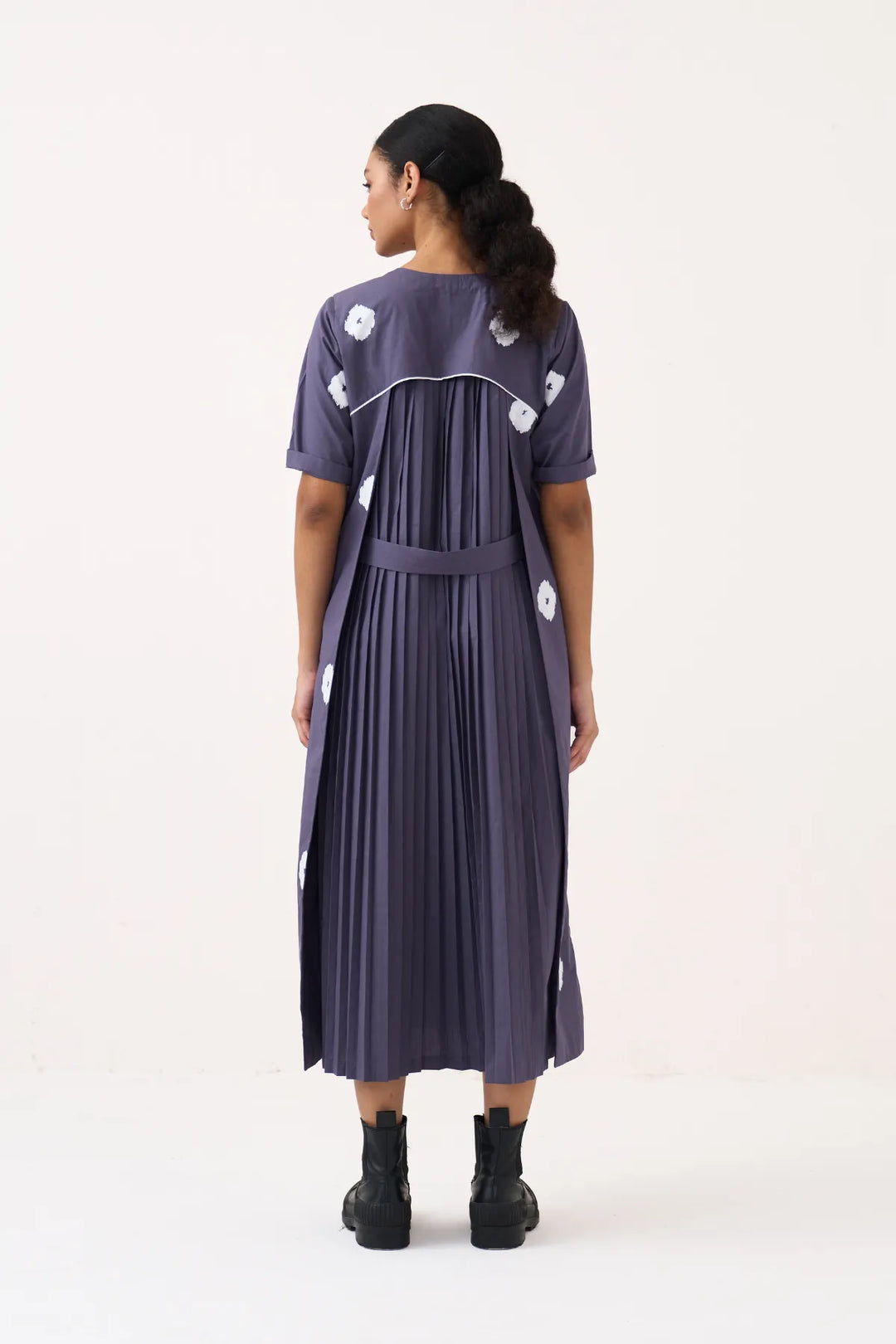 Block Print Back Pleat Dress