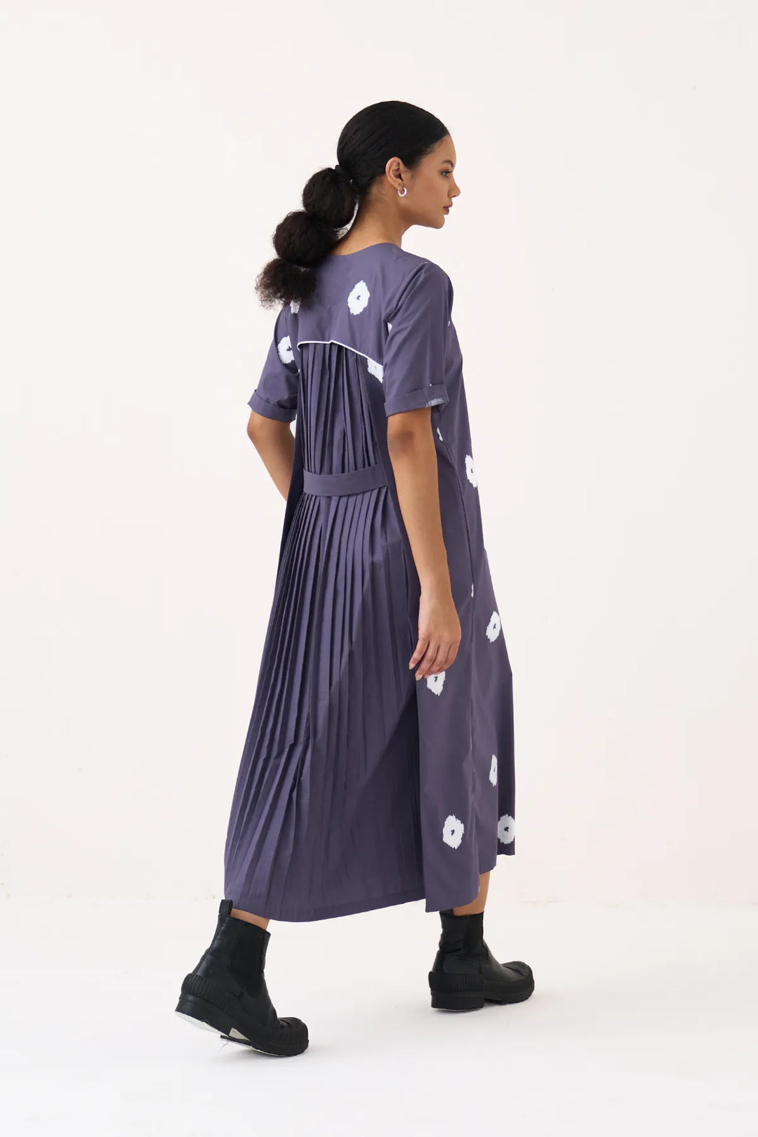 Block Print Back Pleat Dress