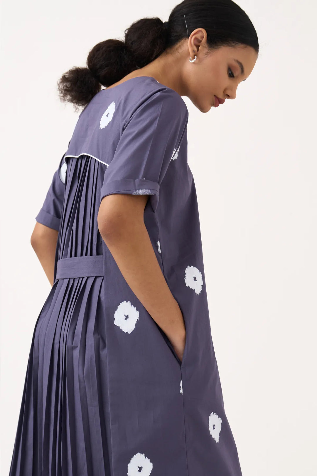 Block Print Back Pleat Dress