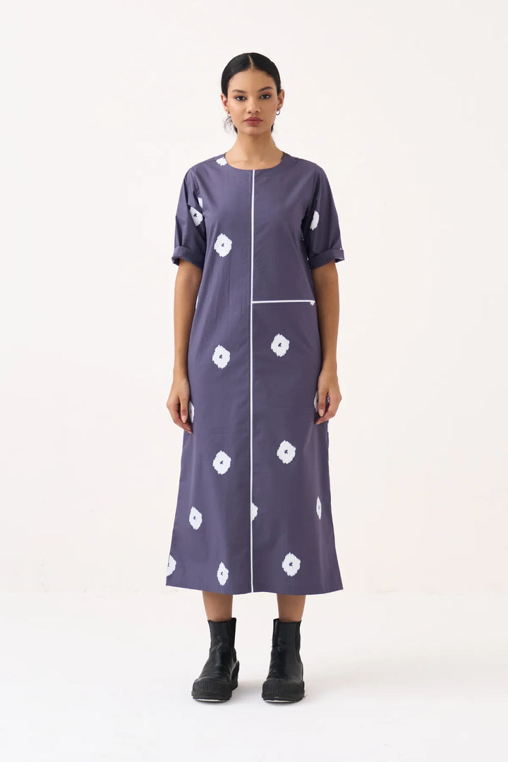 Block Print Back Pleat Dress