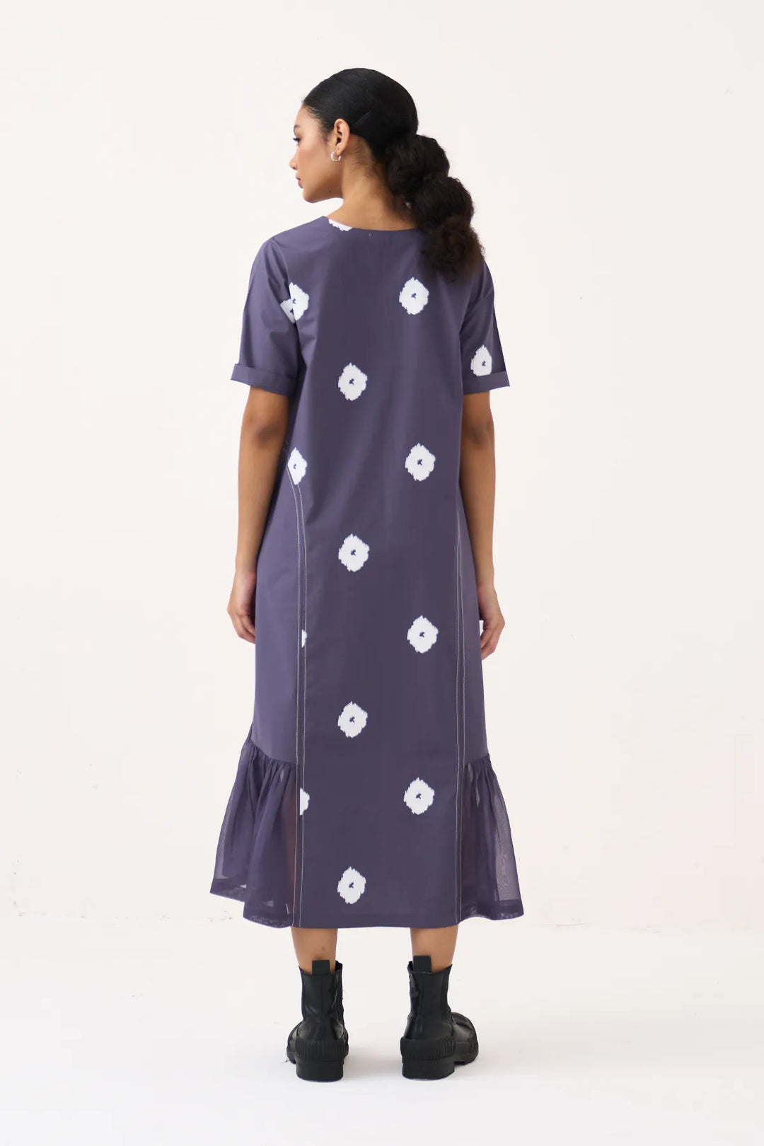 Side U-Gather Block Print Dress
