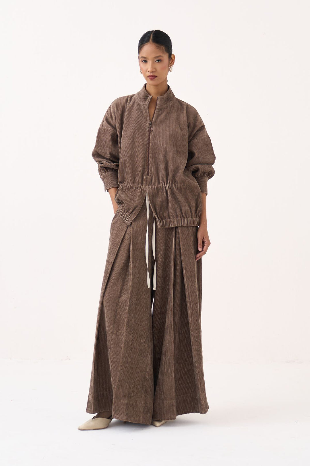 Corduroy Drawstring Top Co-ord (Set Of 2)