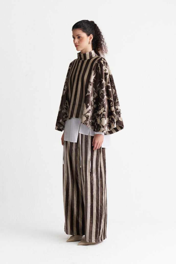 Velvet Poncho Co-ord (Set Of 3)